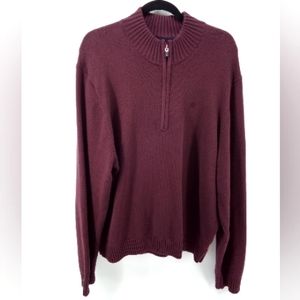 IZOD Maroon Purple Quarter Zip Cotton Blend Sweater Big & Tall XXL Outdoors